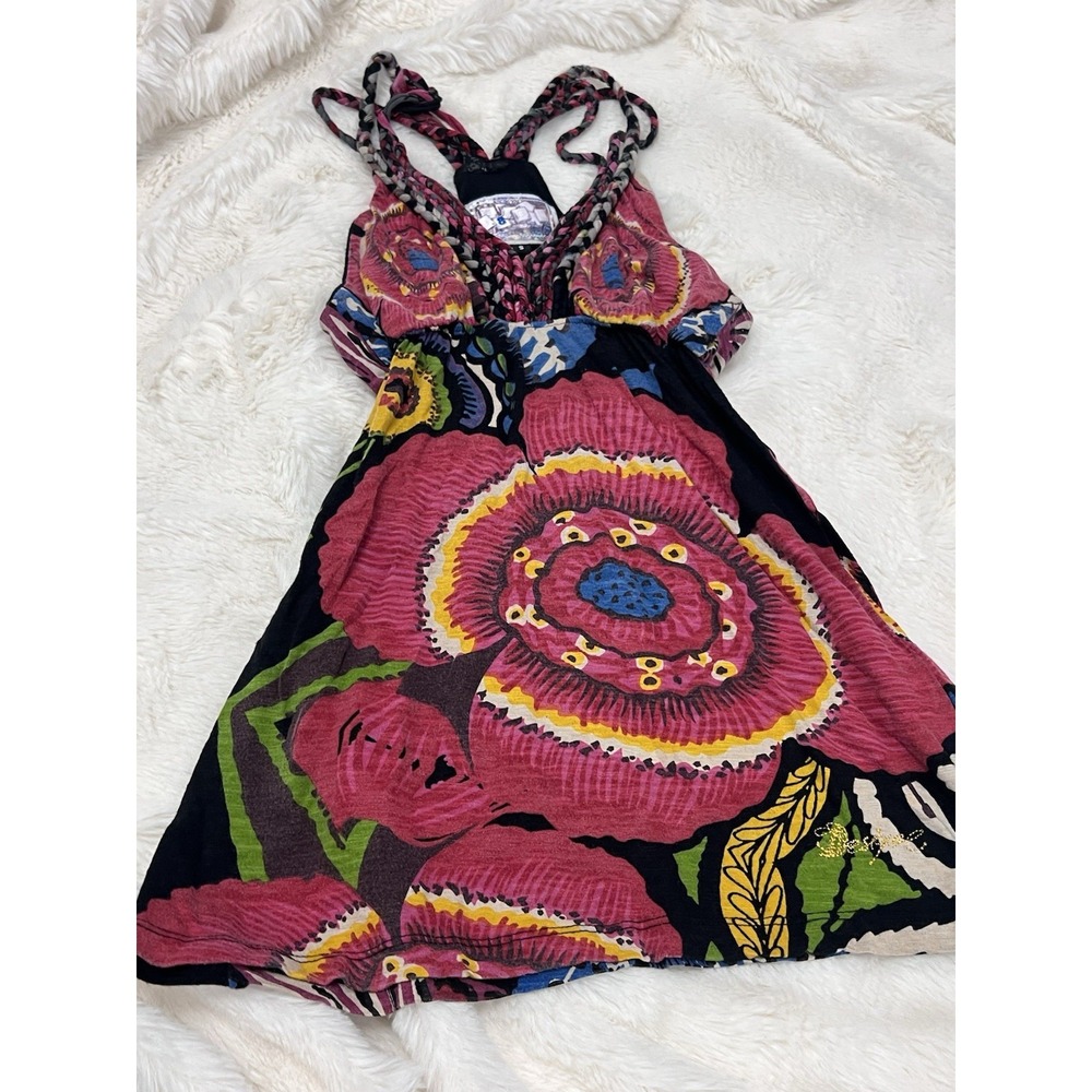 VTG Y2K RARE Desigual Graphic Babydoll Balloon Foral Top Size Small